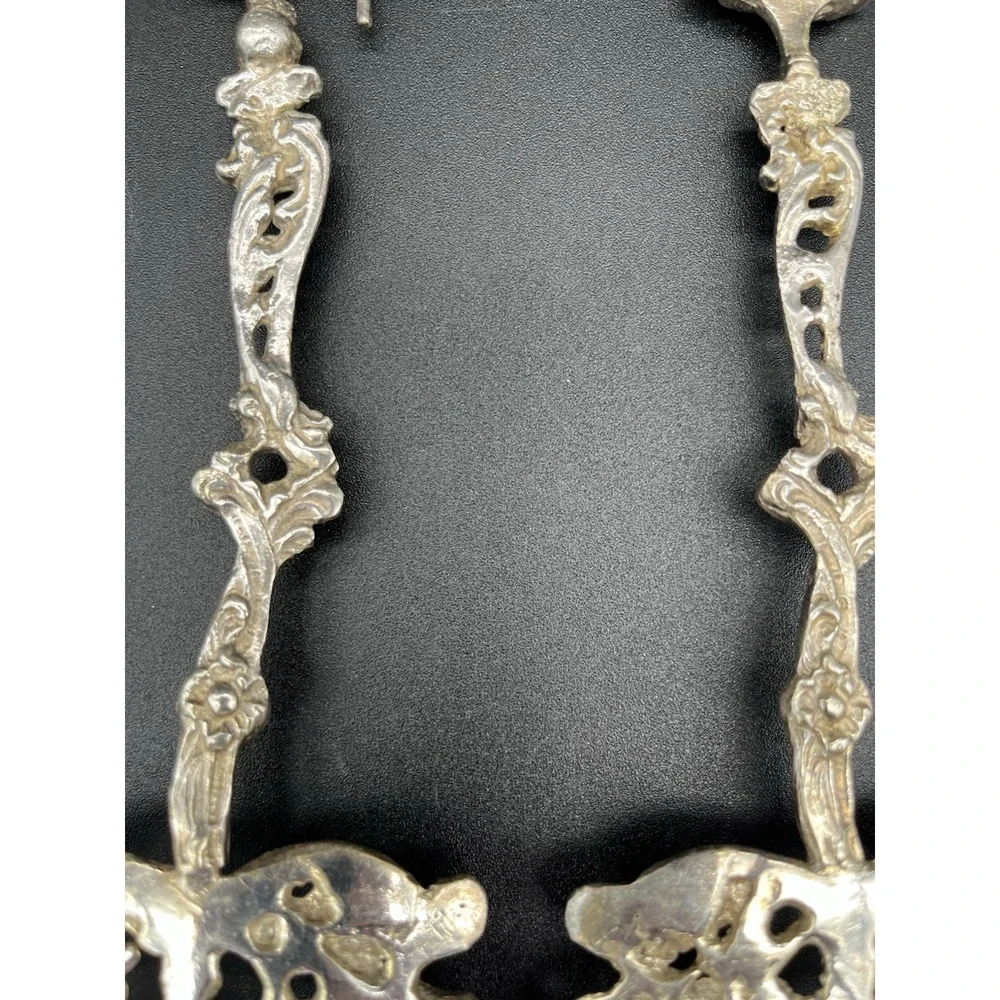 Italian Ornate Lion Spoon And Fork Serving Set Silver Plate